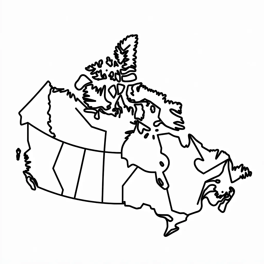 maritime provinces of canada map in art deco style coloring pages