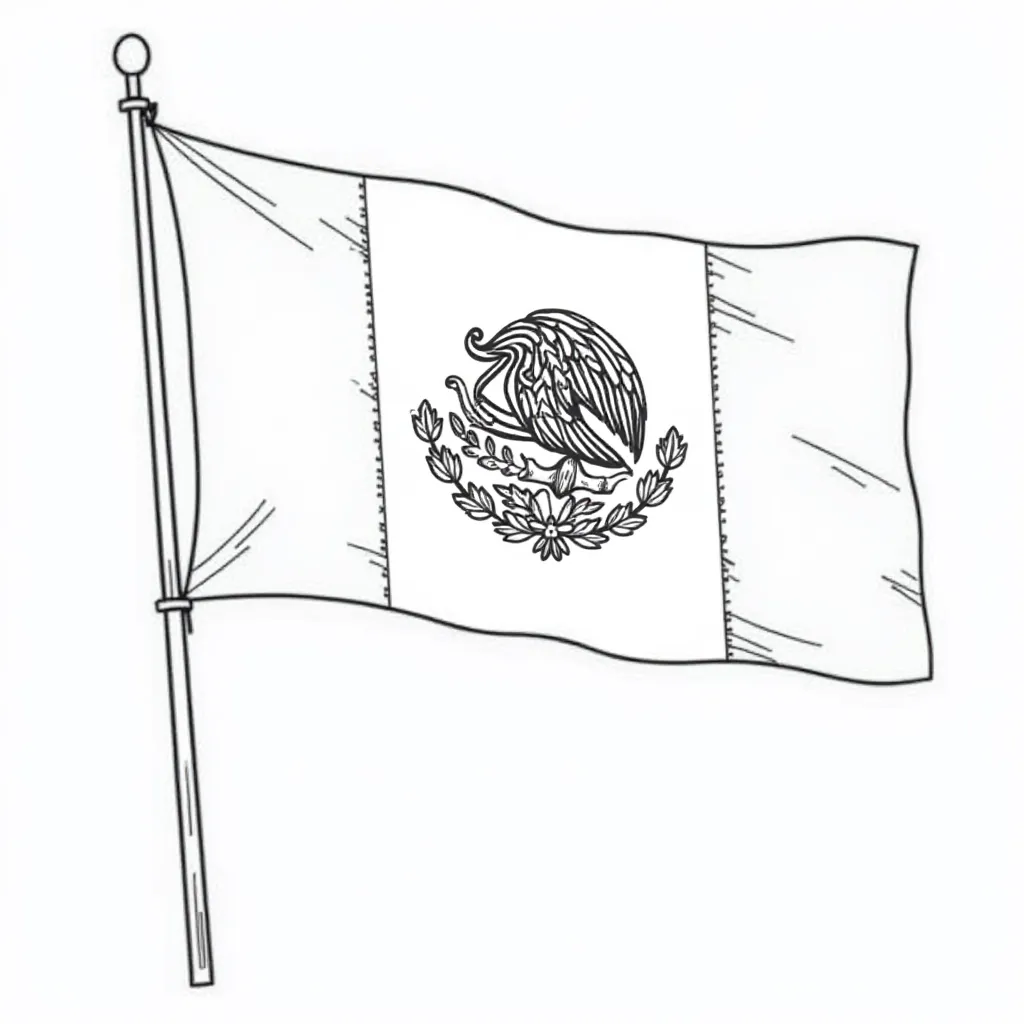  Mexican Flag on a Pole صفحات التلوين