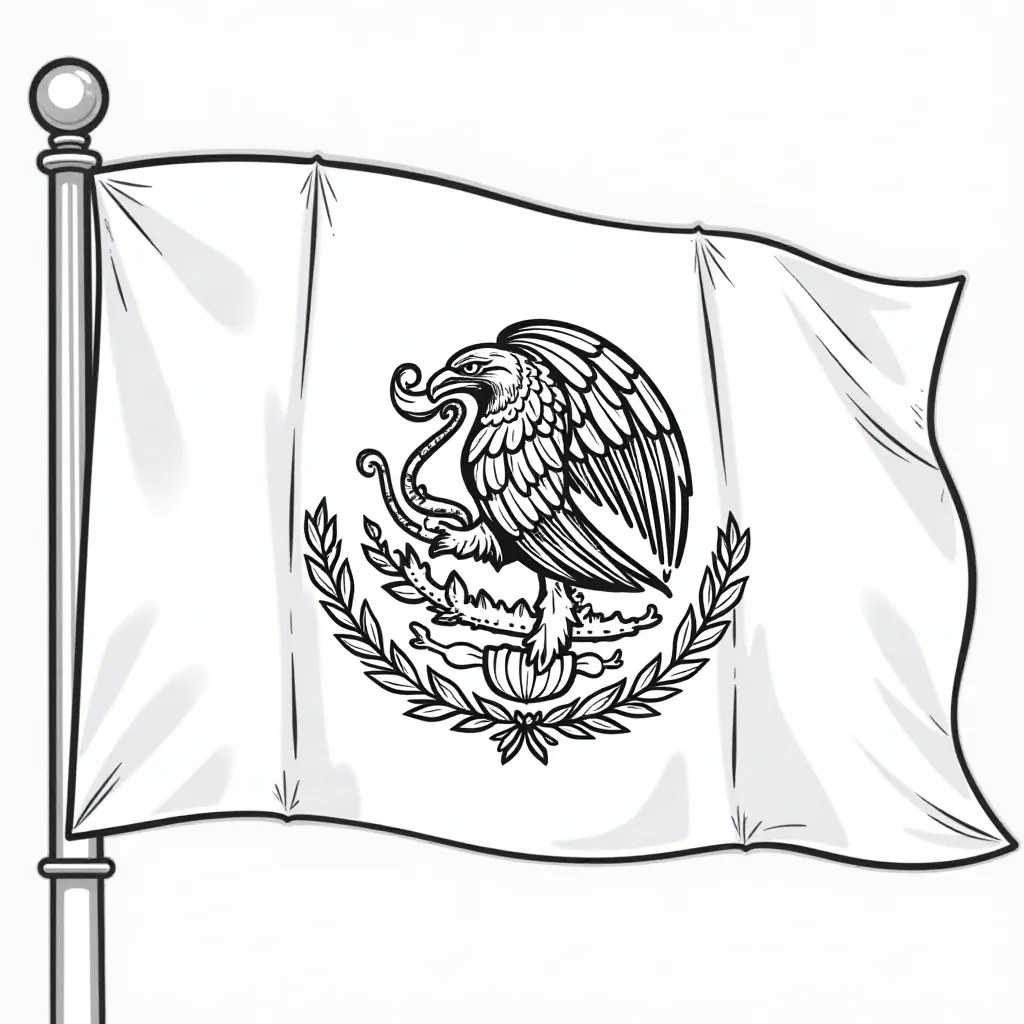  Mexican Flag with Eagle صفحات التلوين