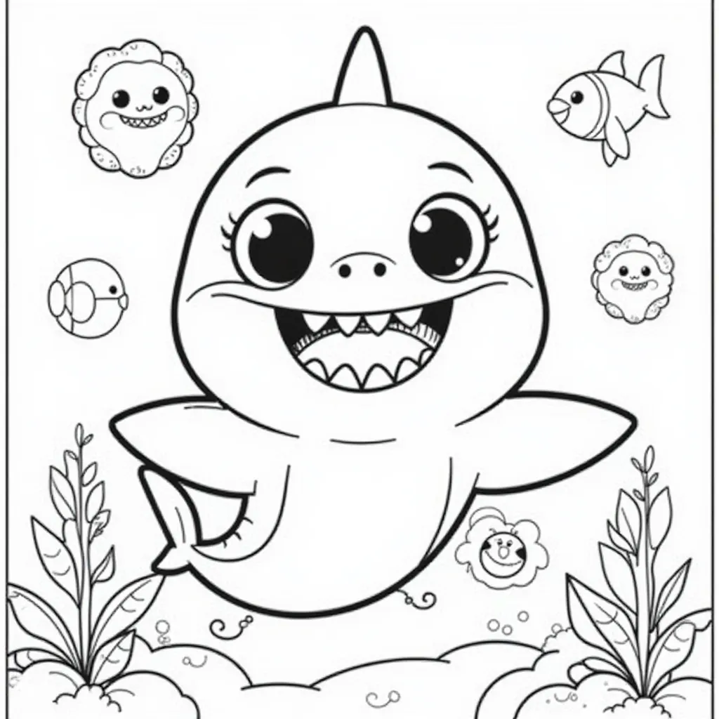  Baby Shark Singing صفحات التلوين