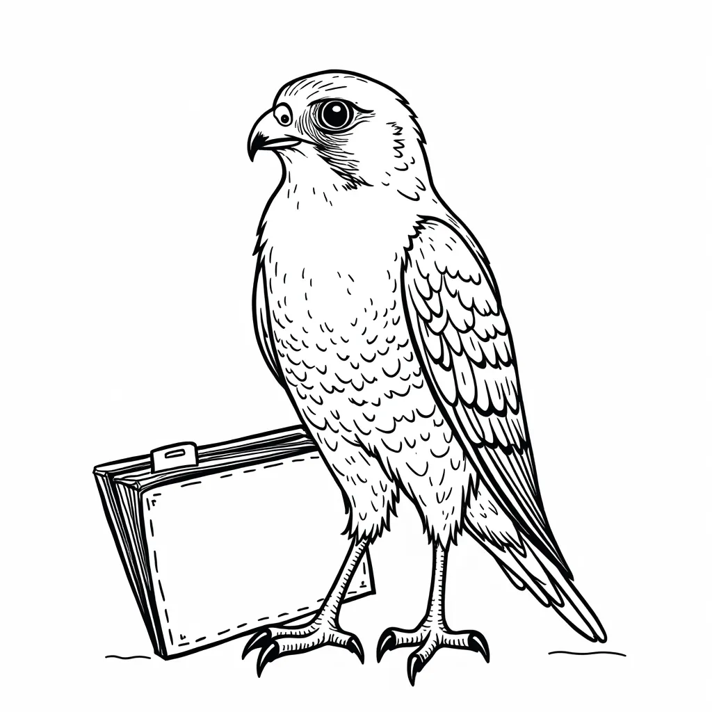 a peregrine falcon Carrying a folder with color coloring pages