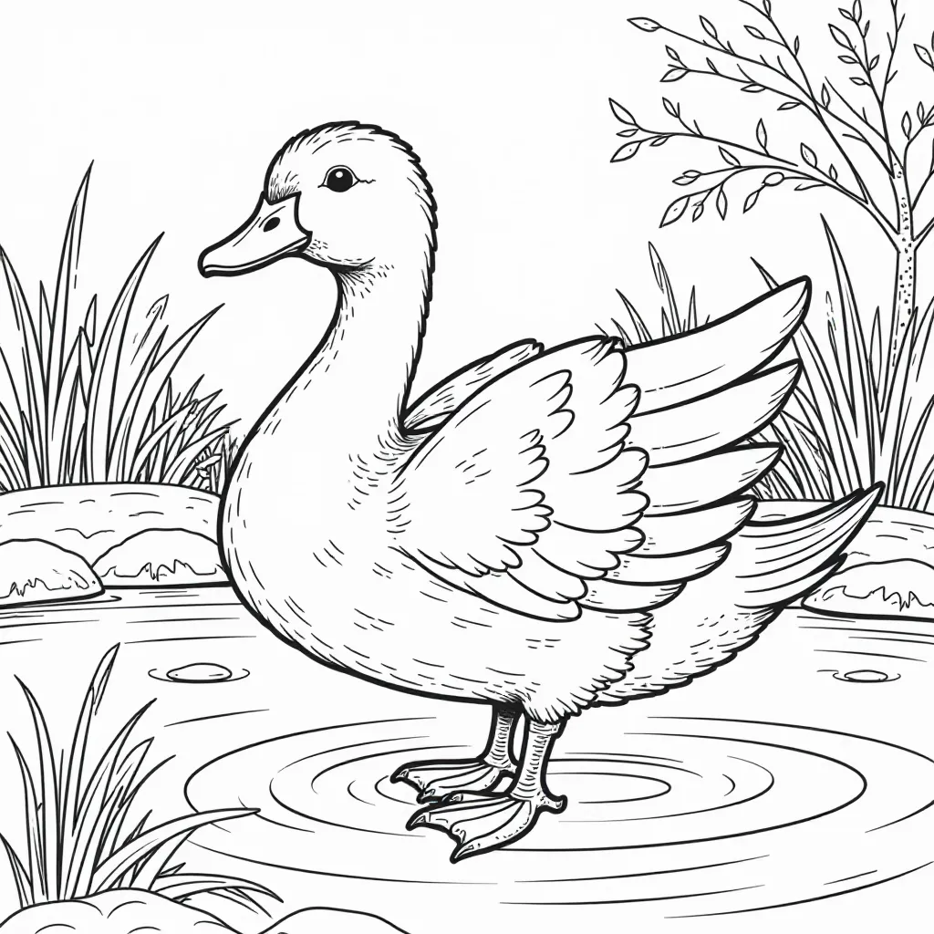 Duck in a pond صفحات التلوين