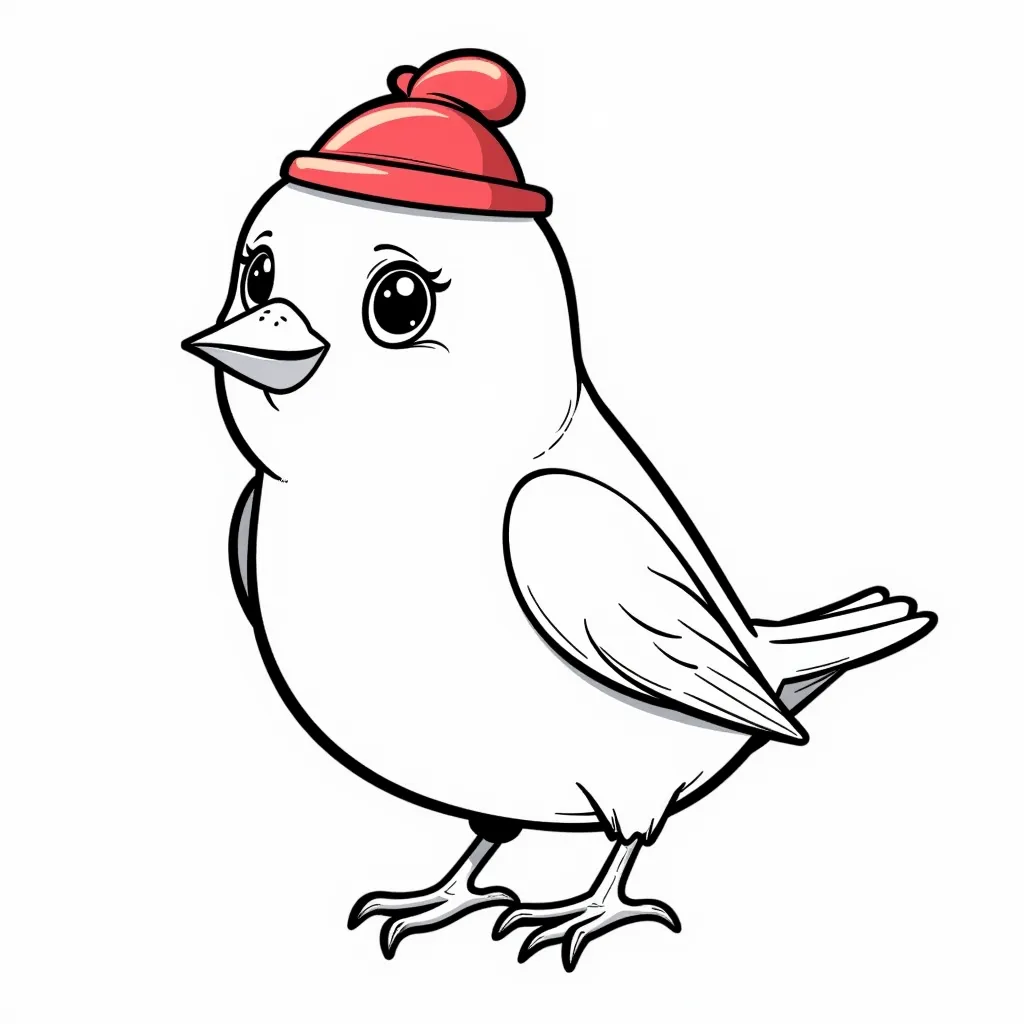 Little bird with red hat coloring pages