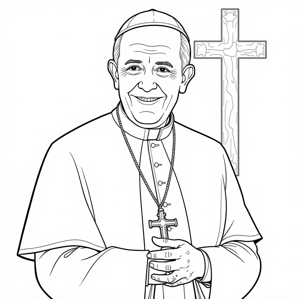 Pope francis holding the cross صفحات التلوين