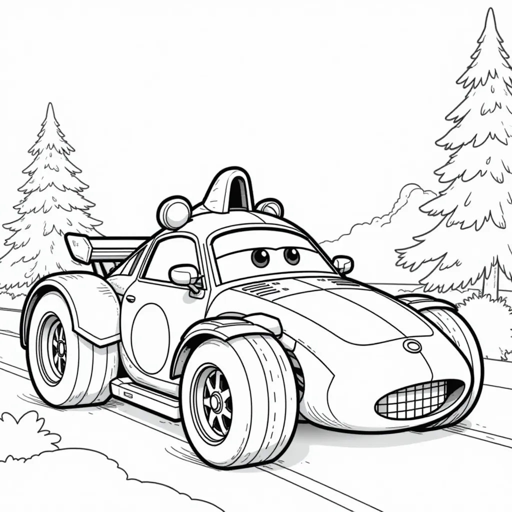 panda driver race car صفحات التلوين