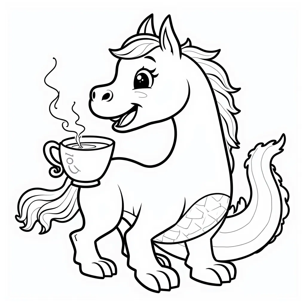 喝奶茶的白龙马 coloring pages