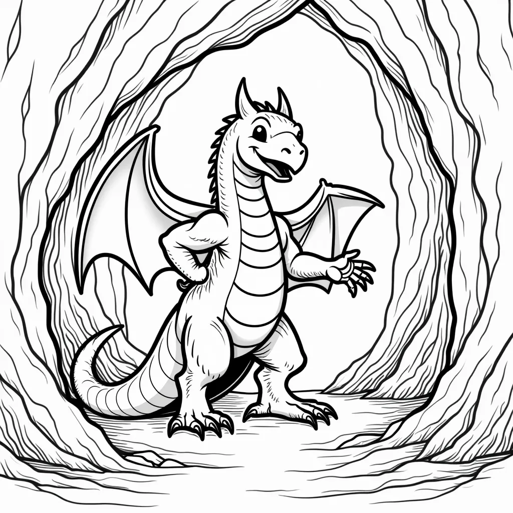 the firedrake guards the treasure in the deep cave coloring pages