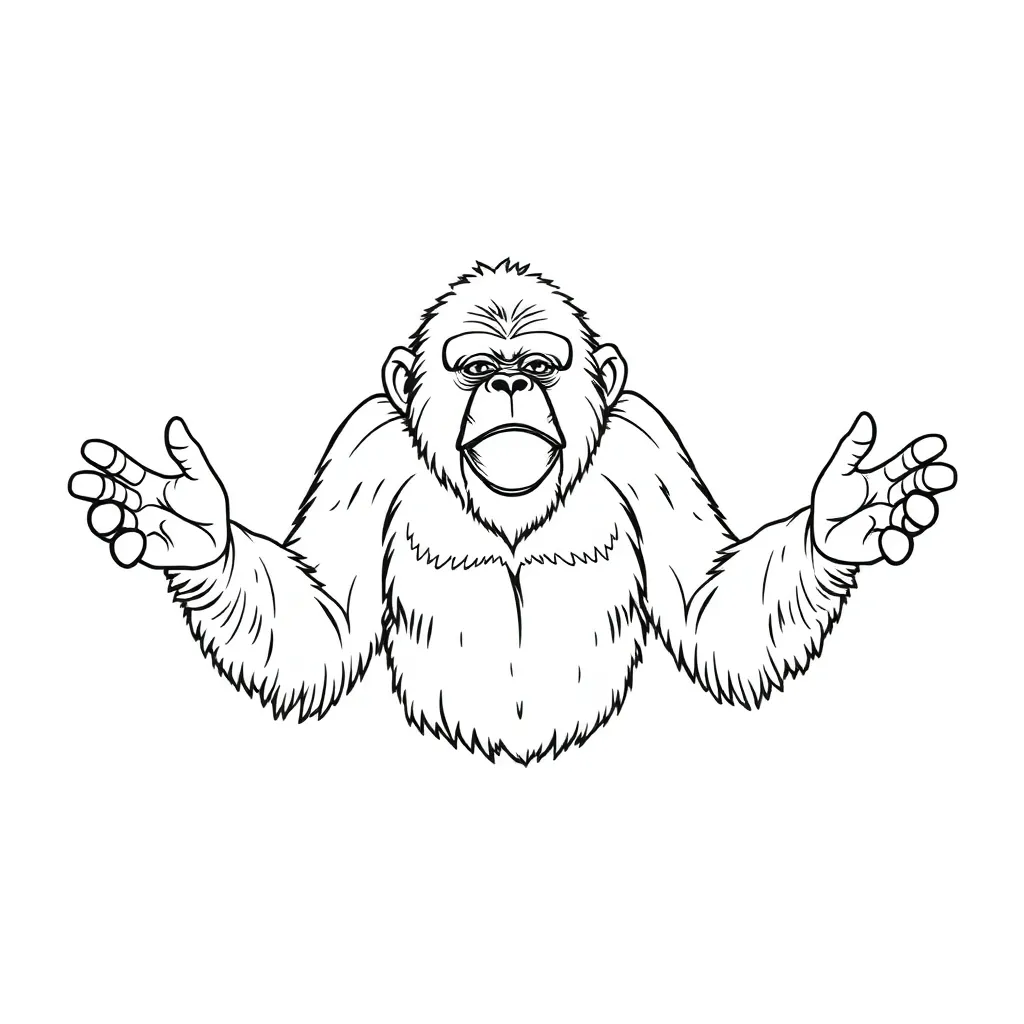 Pongo pygmaeus ssp morio open arms Páginas para Colorear
