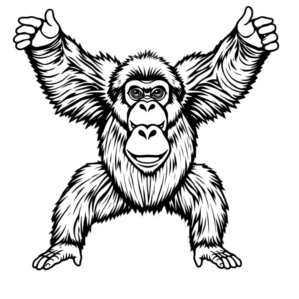 Pongo pygmaeus ssp morio whole body with open arms صفحات التلوين