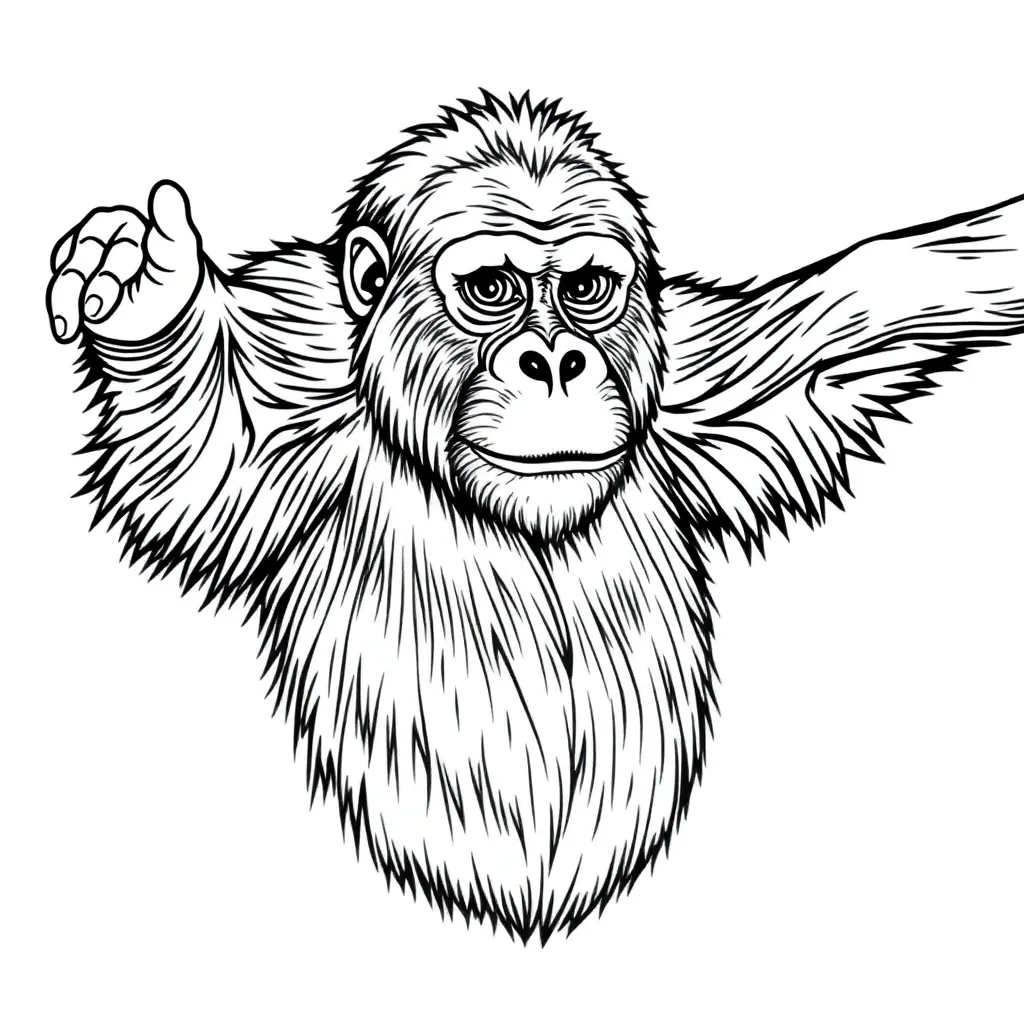 Pongo pygmaeus ssp morio whole body with open arms صفحات التلوين