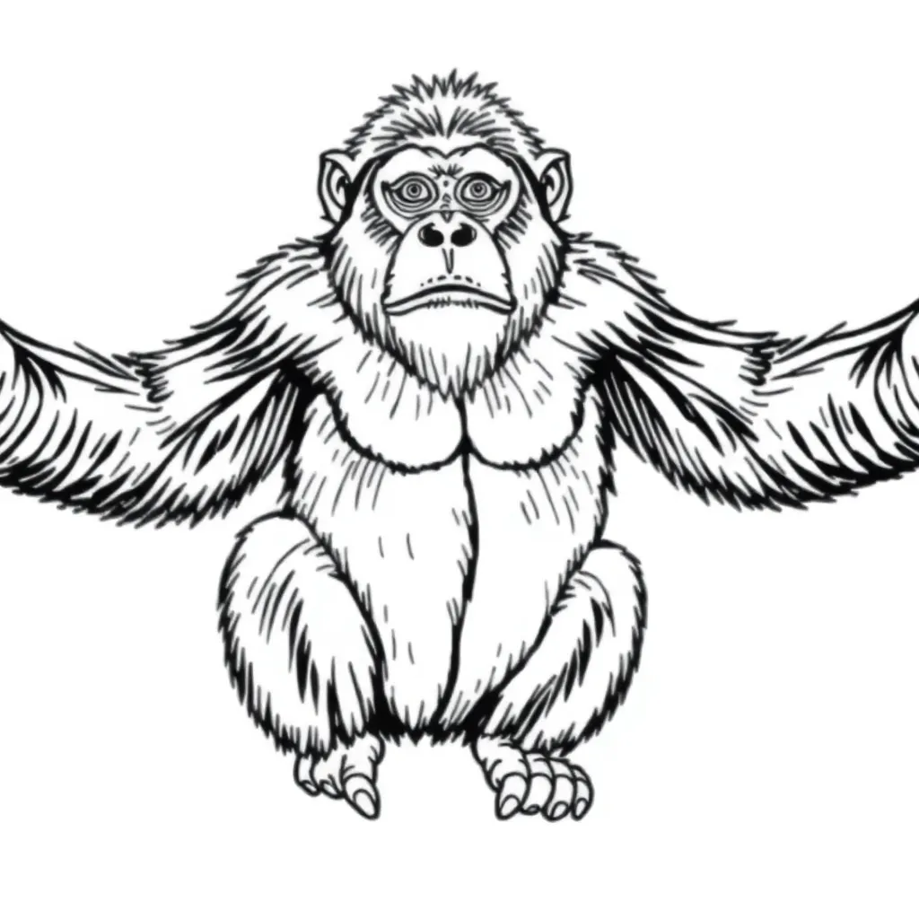 Pongo pygmaeus ssp morio whole body with open arms صفحات التلوين