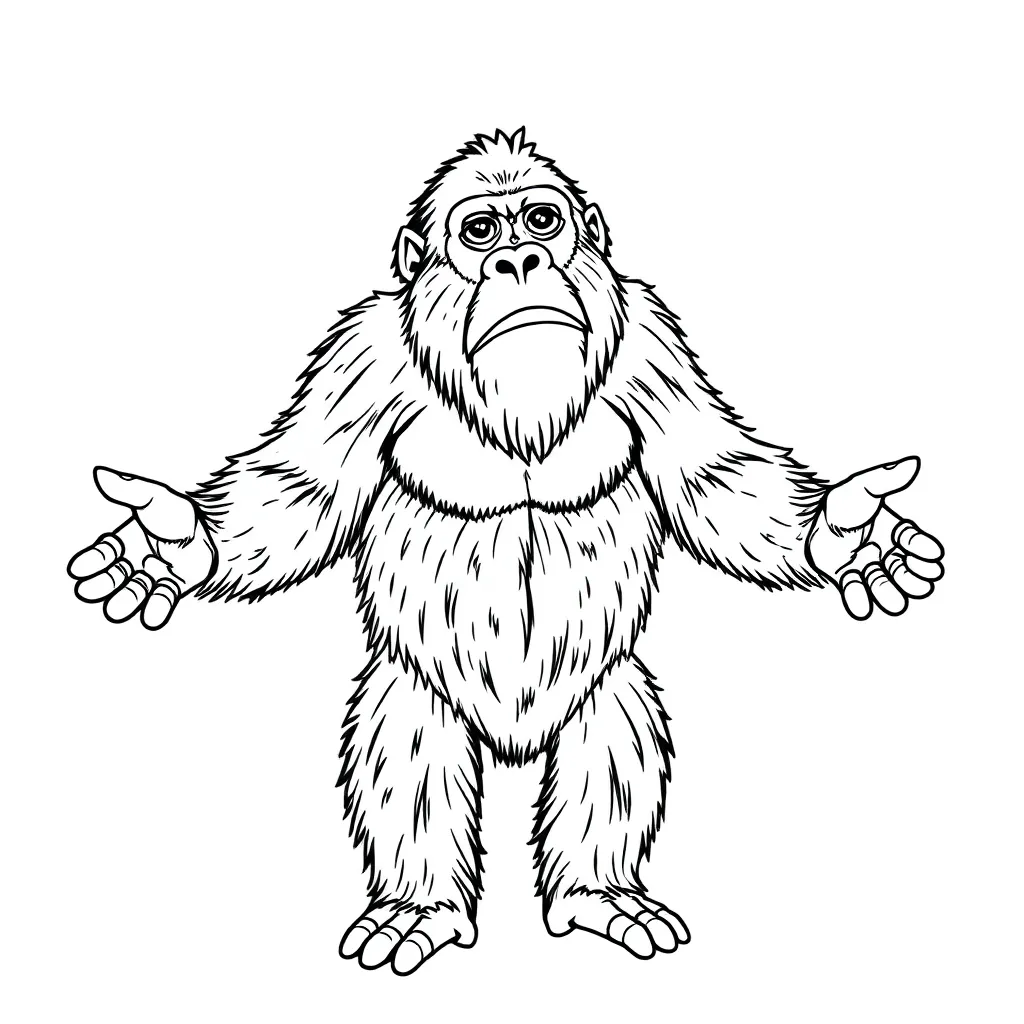 Pongo pygmaeus stand up  with open arms صفحات التلوين