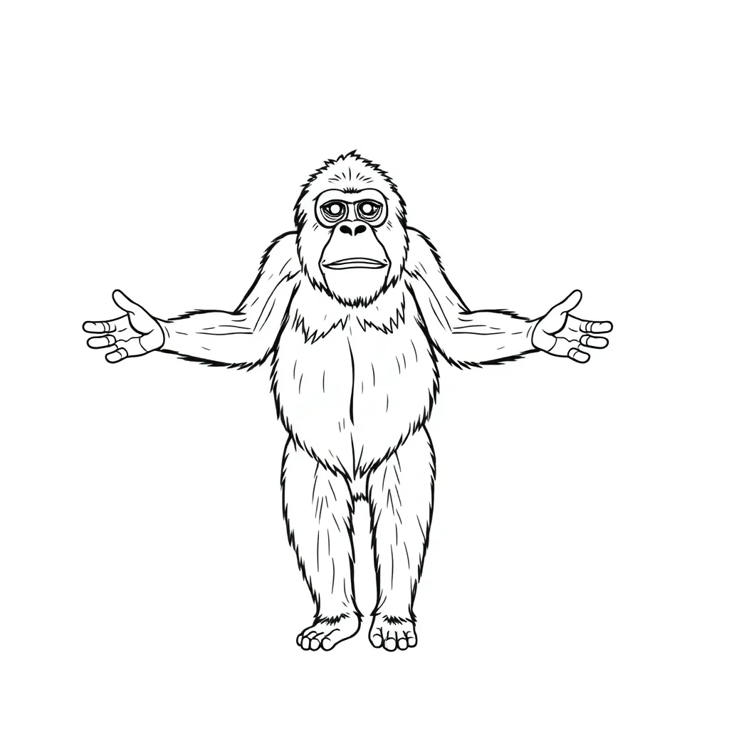 Pongo pygmaeus stand up open long arms صفحات التلوين