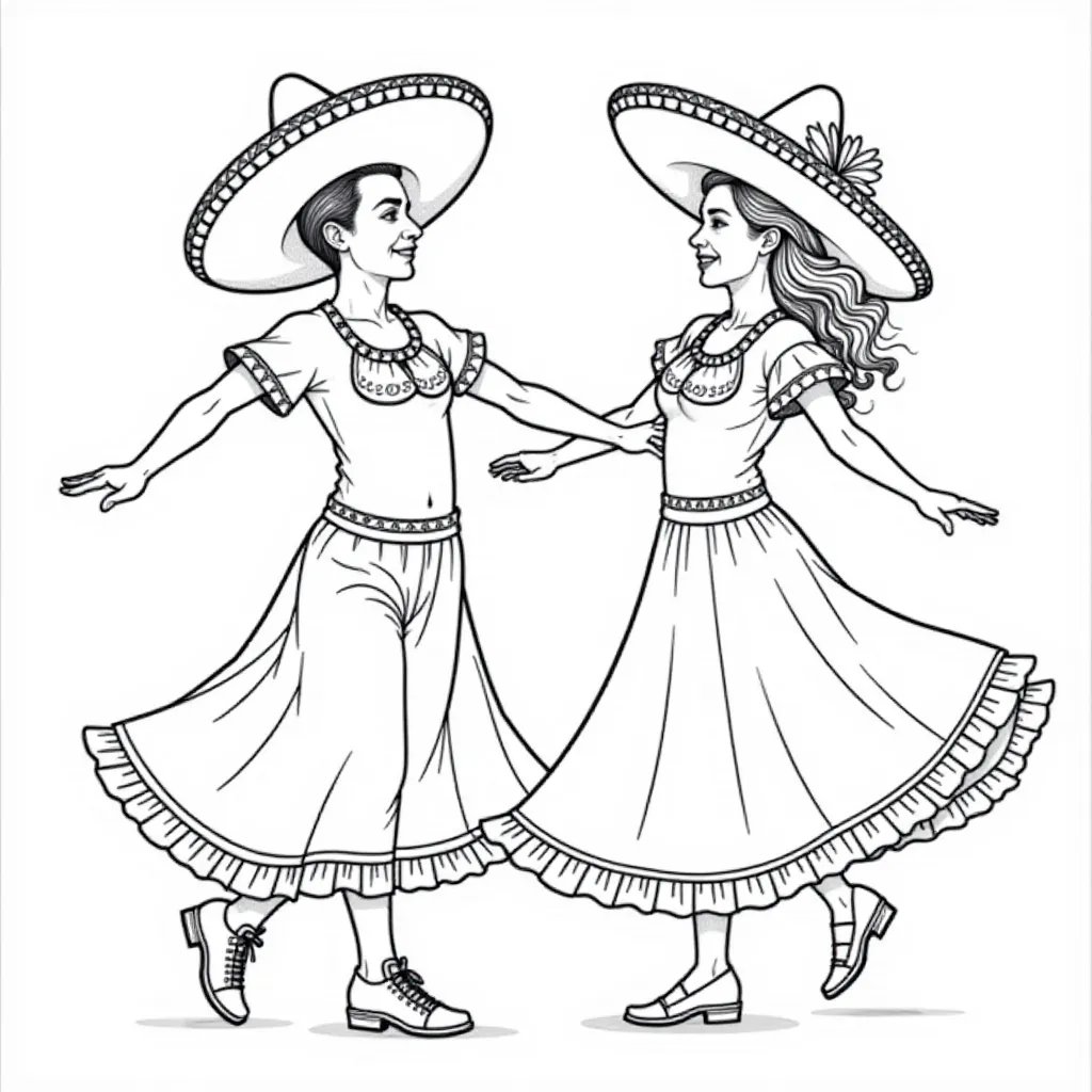 Cinco de Mayo Dancers Páginas para Colorear