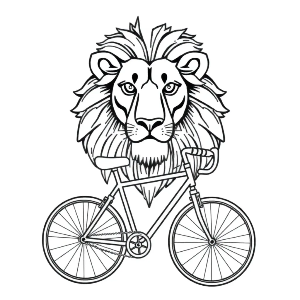  lion riding a bicycle صفحات التلوين