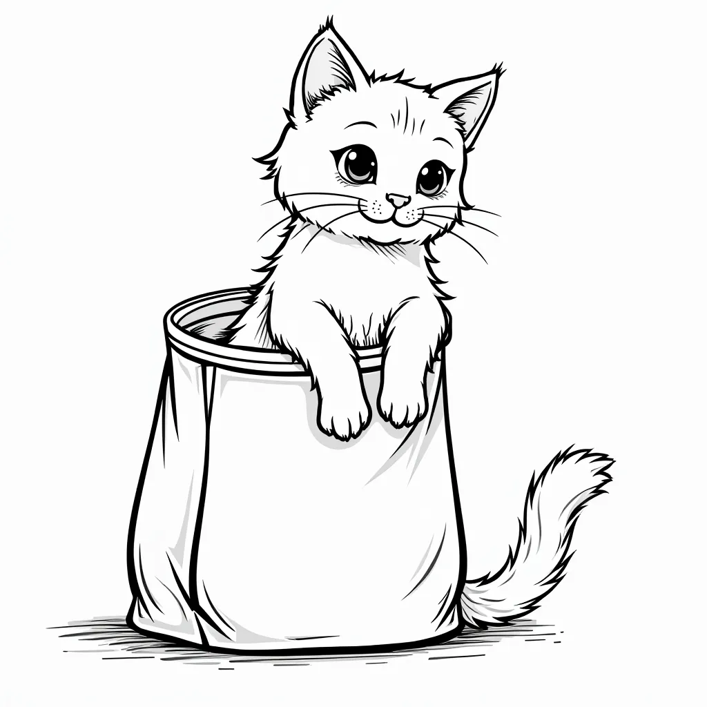 There is a cat on the bag coloring pages