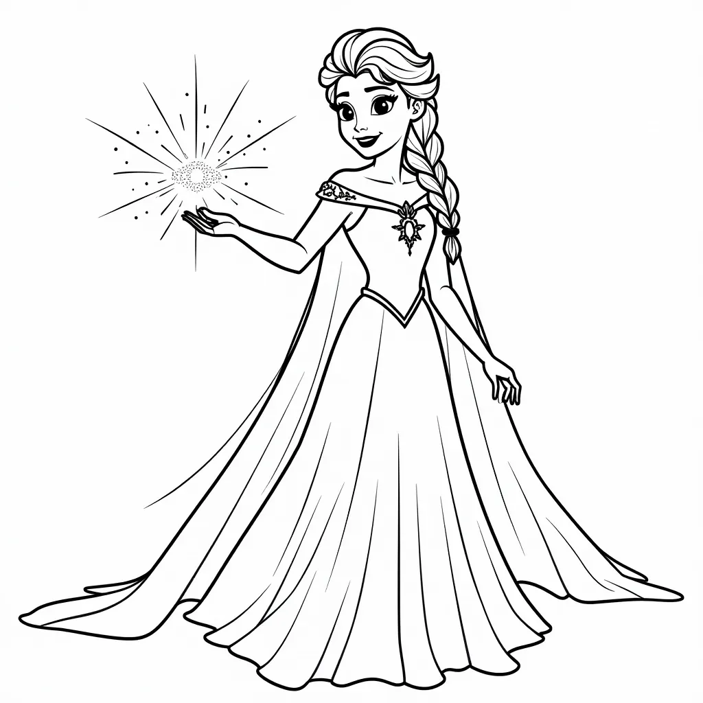 Elsa casting magic icy spell coloring pages