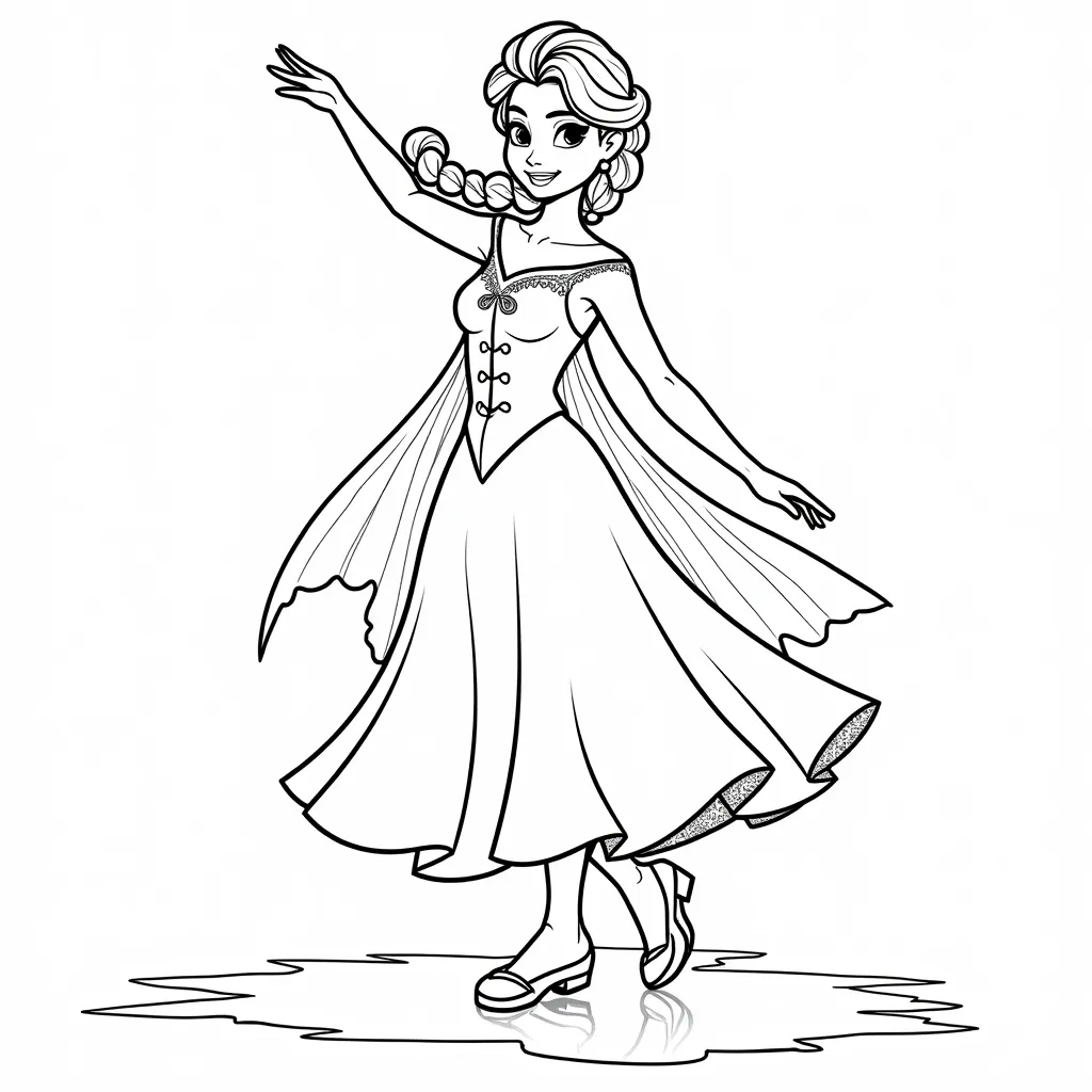 Elsa dancing on ice coloring pages