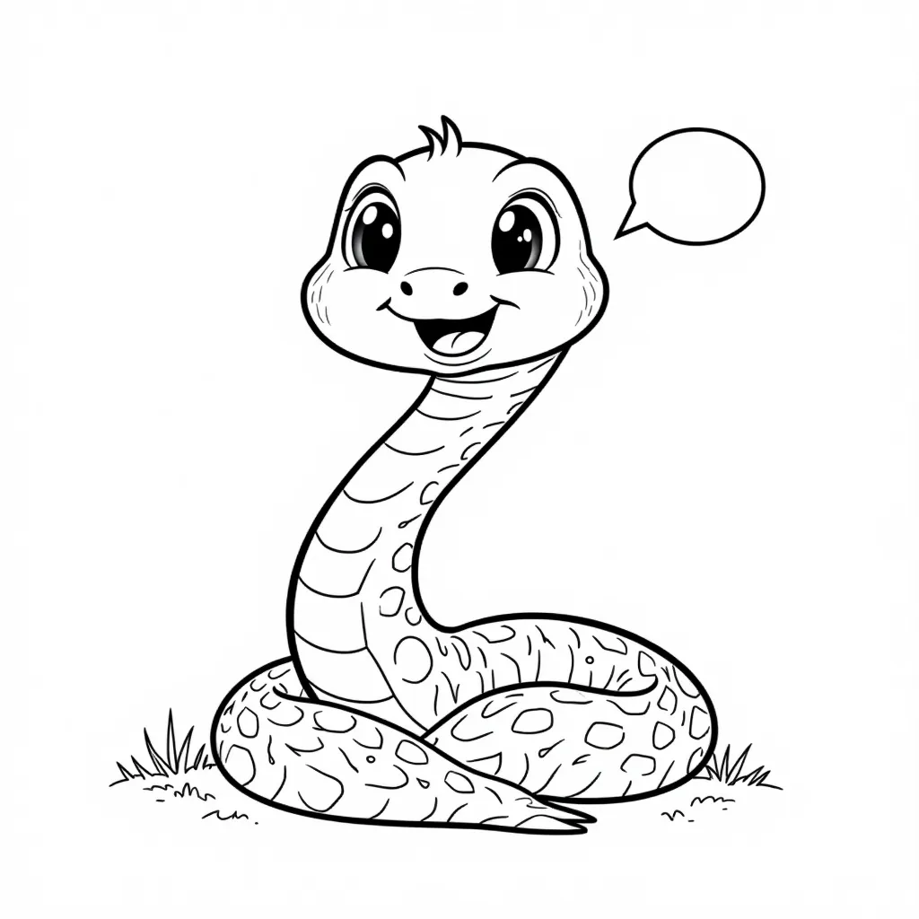 A cute snake says hello  coloring pages