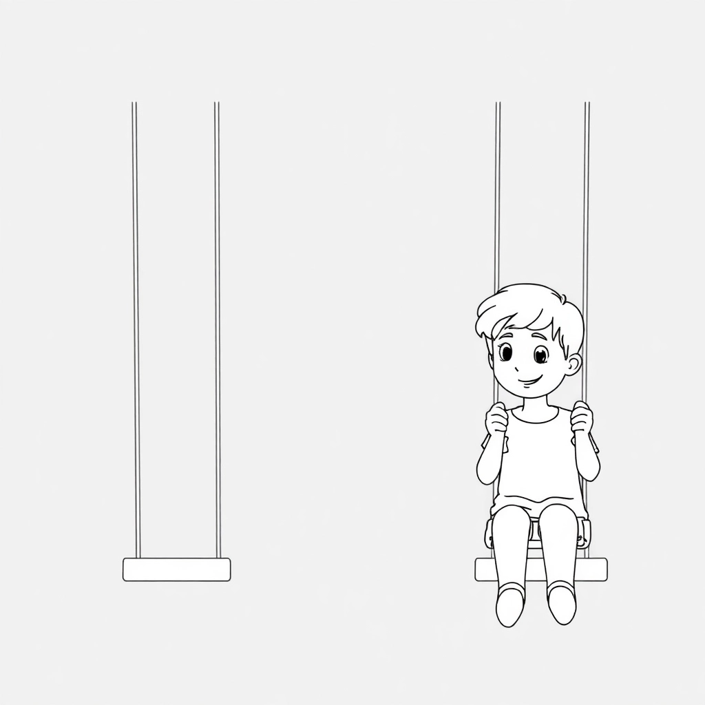 swing set only two people with faces Páginas para Colorear