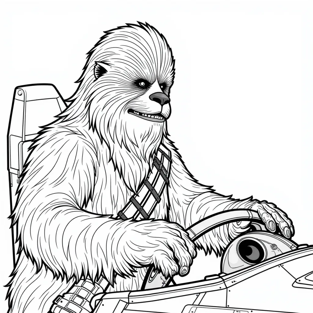  Chewbacca trying to pilot the Falcon صفحات التلوين
