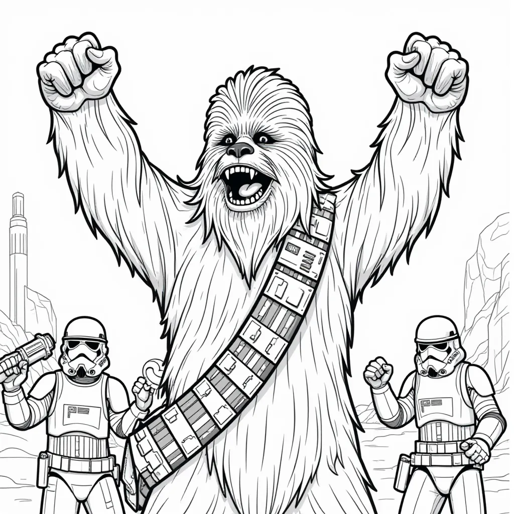 Chewbacca celebrating victory صفحات التلوين