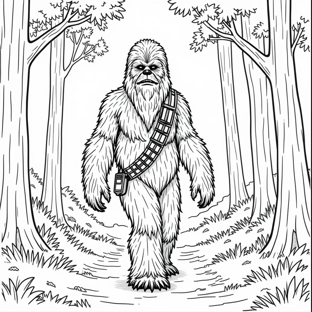  Chewbacca walking through a forest صفحات التلوين