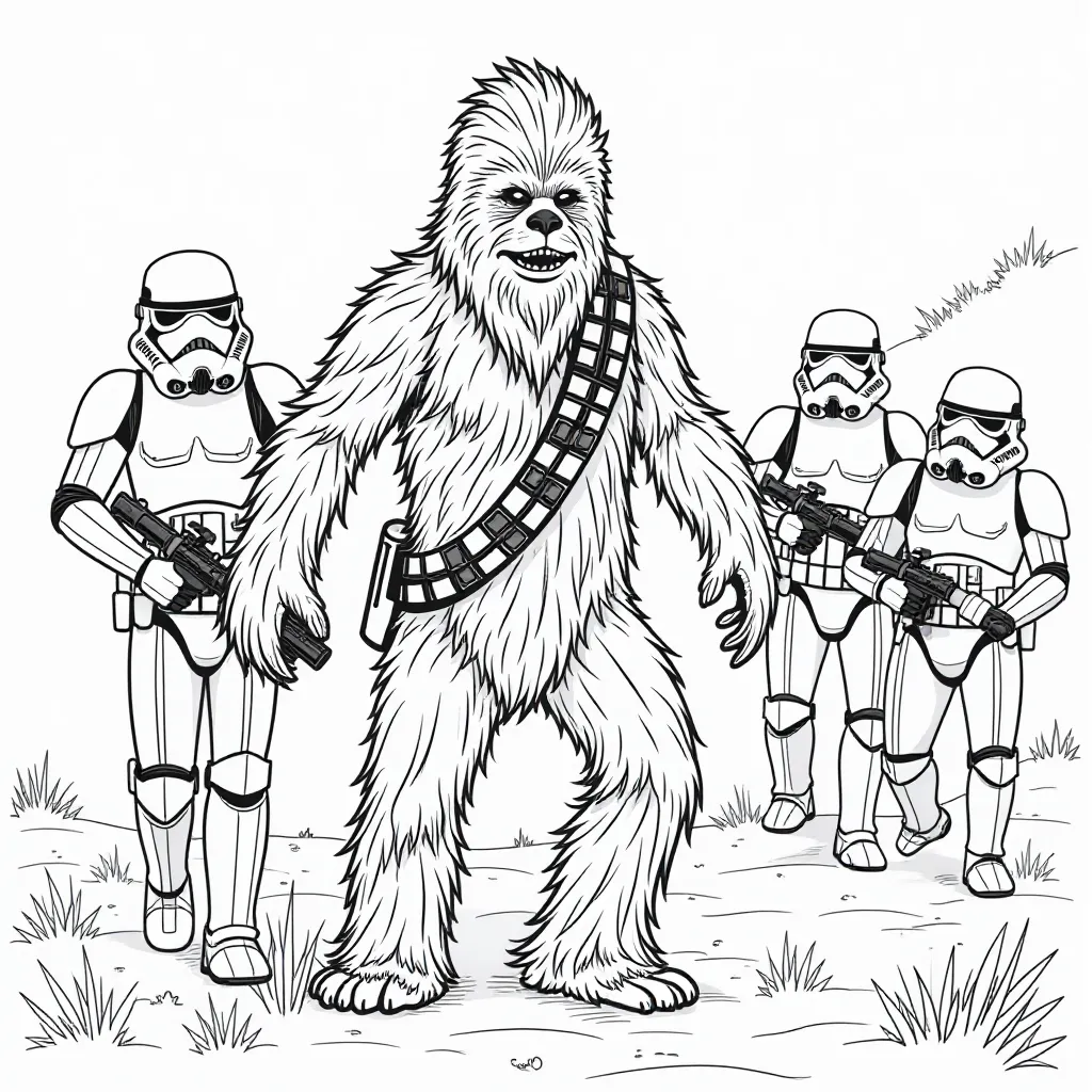  Chewbacca escaping Stormtroopers صفحات التلوين