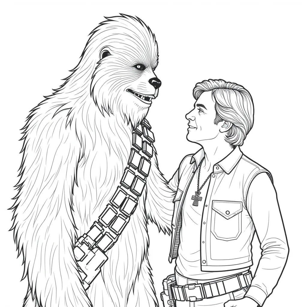  Chewbacca and Han Solo sharing a moment صفحات التلوين