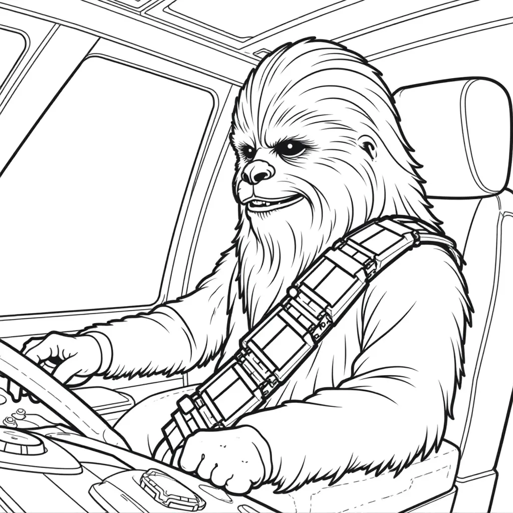 Chewbacca in the Millennium Falcon cockpit صفحات التلوين