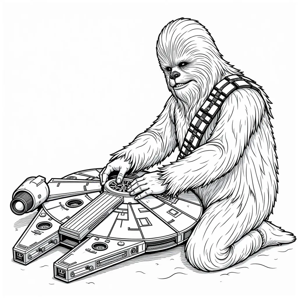  Chewbacca repairing the Millennium Falcon صفحات التلوين
