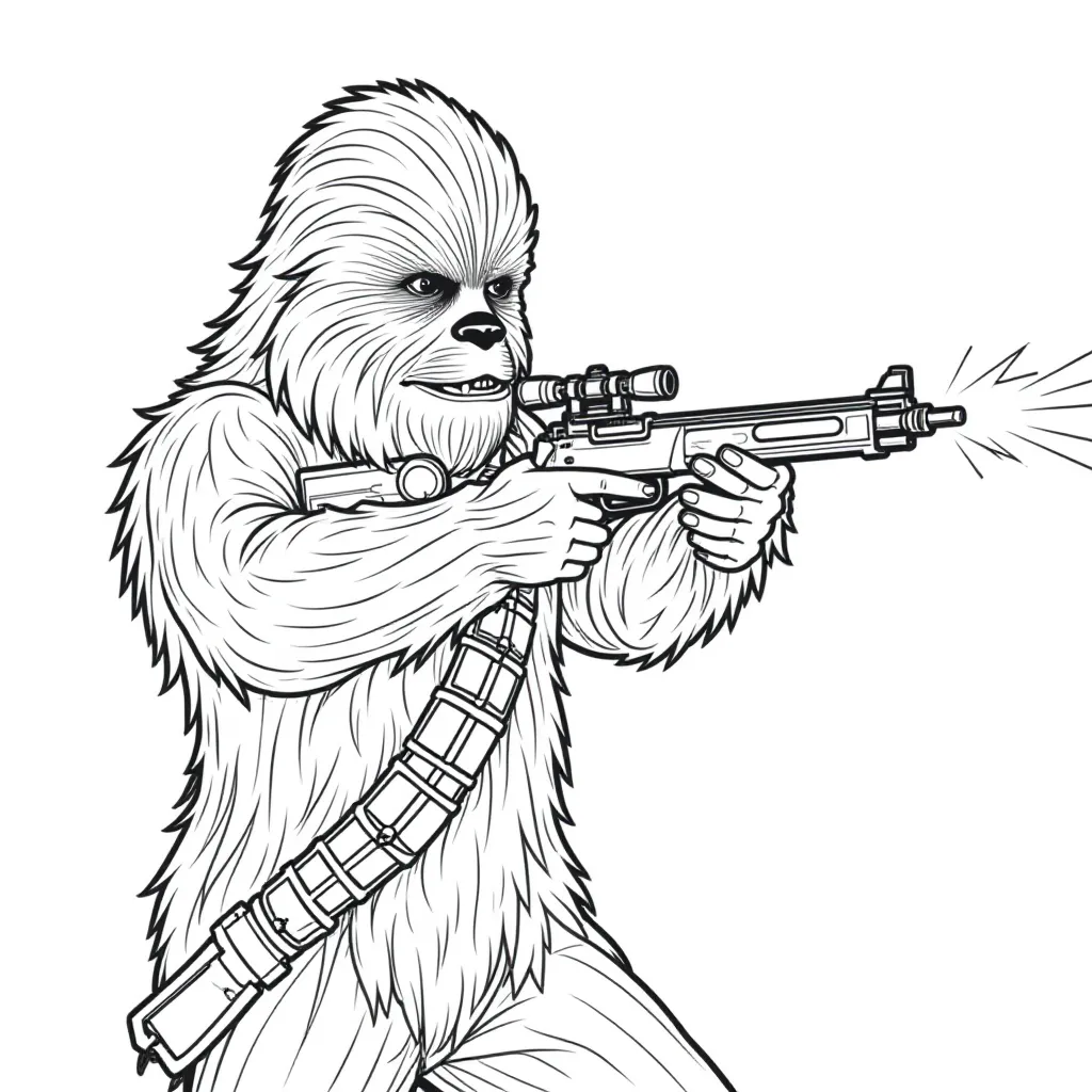  Chewbacca firing his bowcaster صفحات التلوين