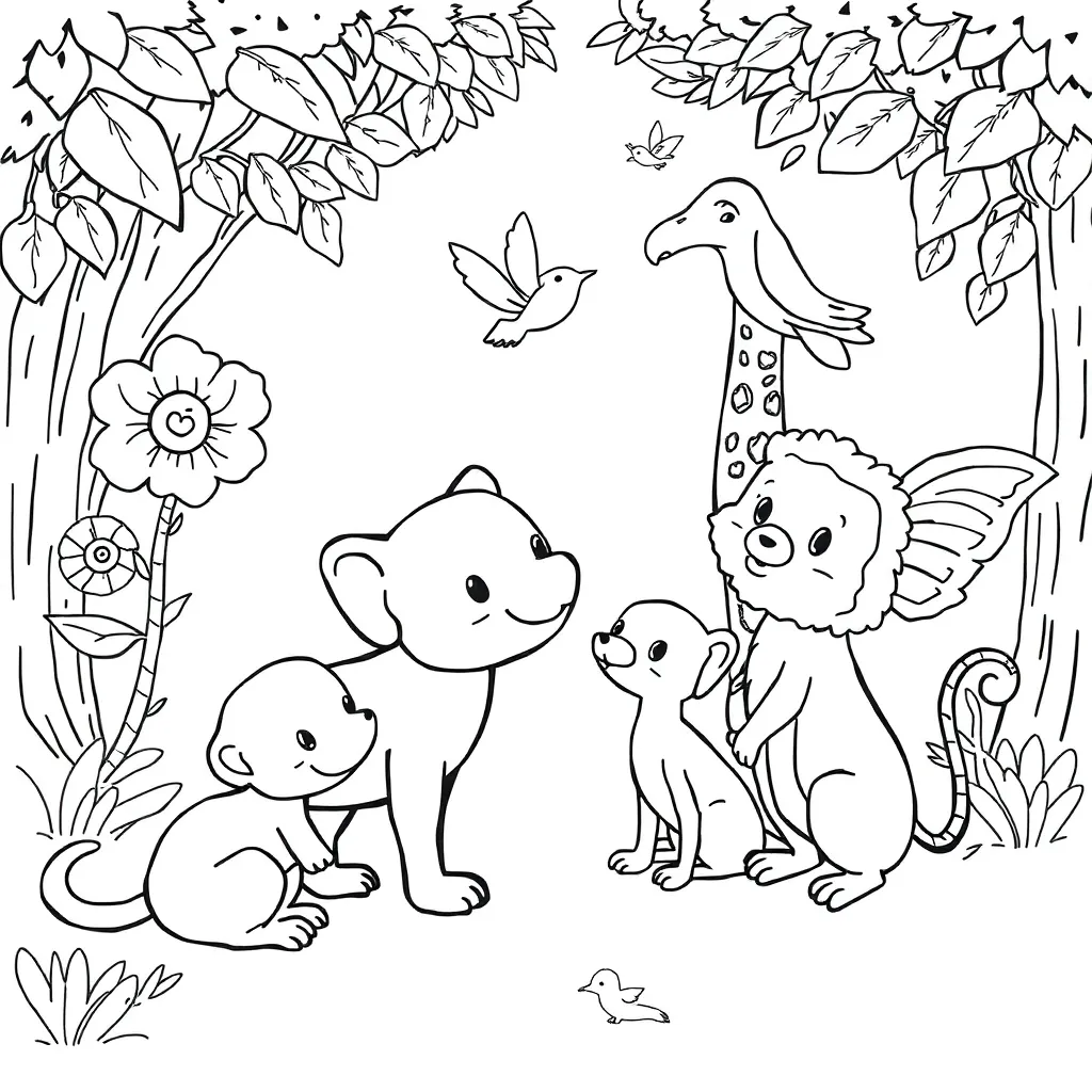 Teenieping with Animals صفحات التلوين