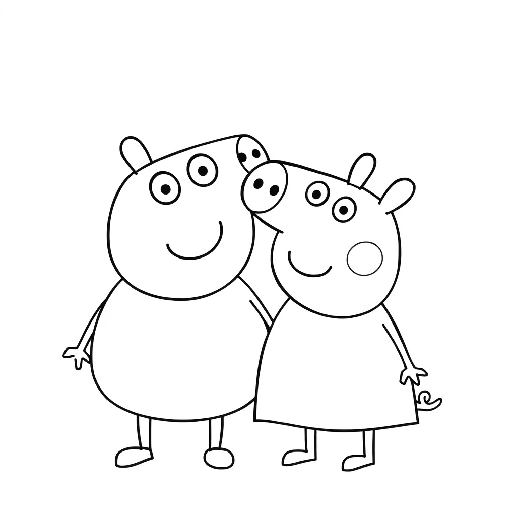 peppa pig and her brother صفحات التلوين
