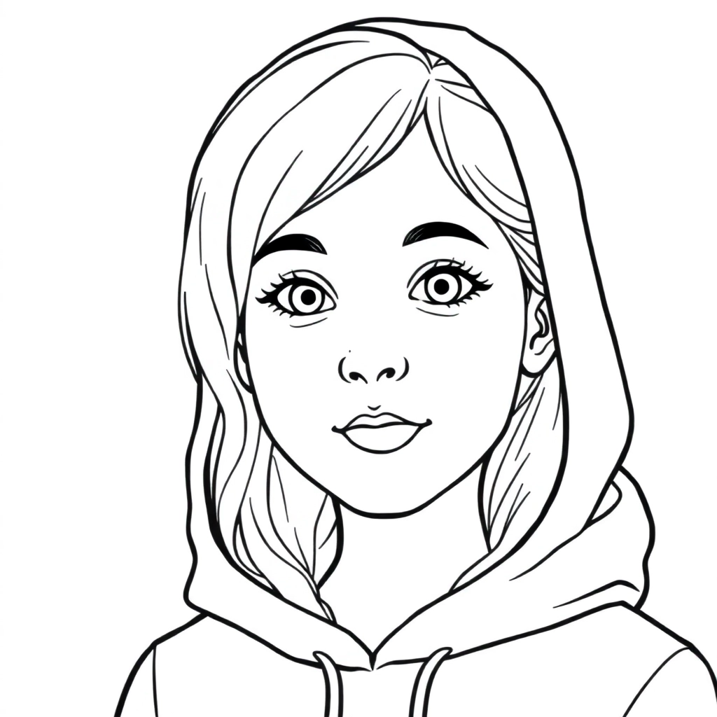 Portrait of a young punk girl in a red hoodie صفحات التلوين