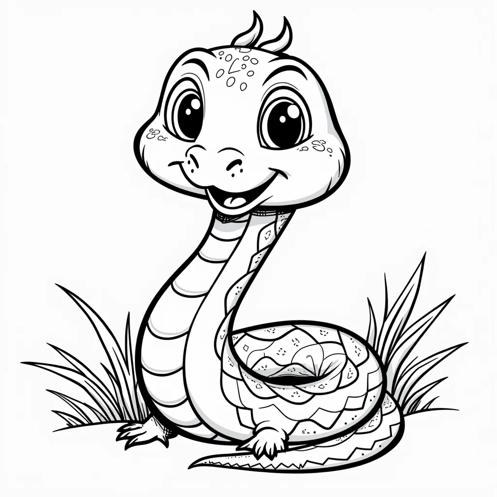 year of cute snake coloring pages