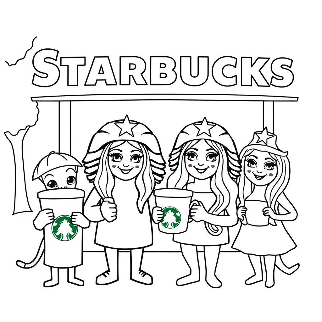  Starbucks and Friends صفحات التلوين
