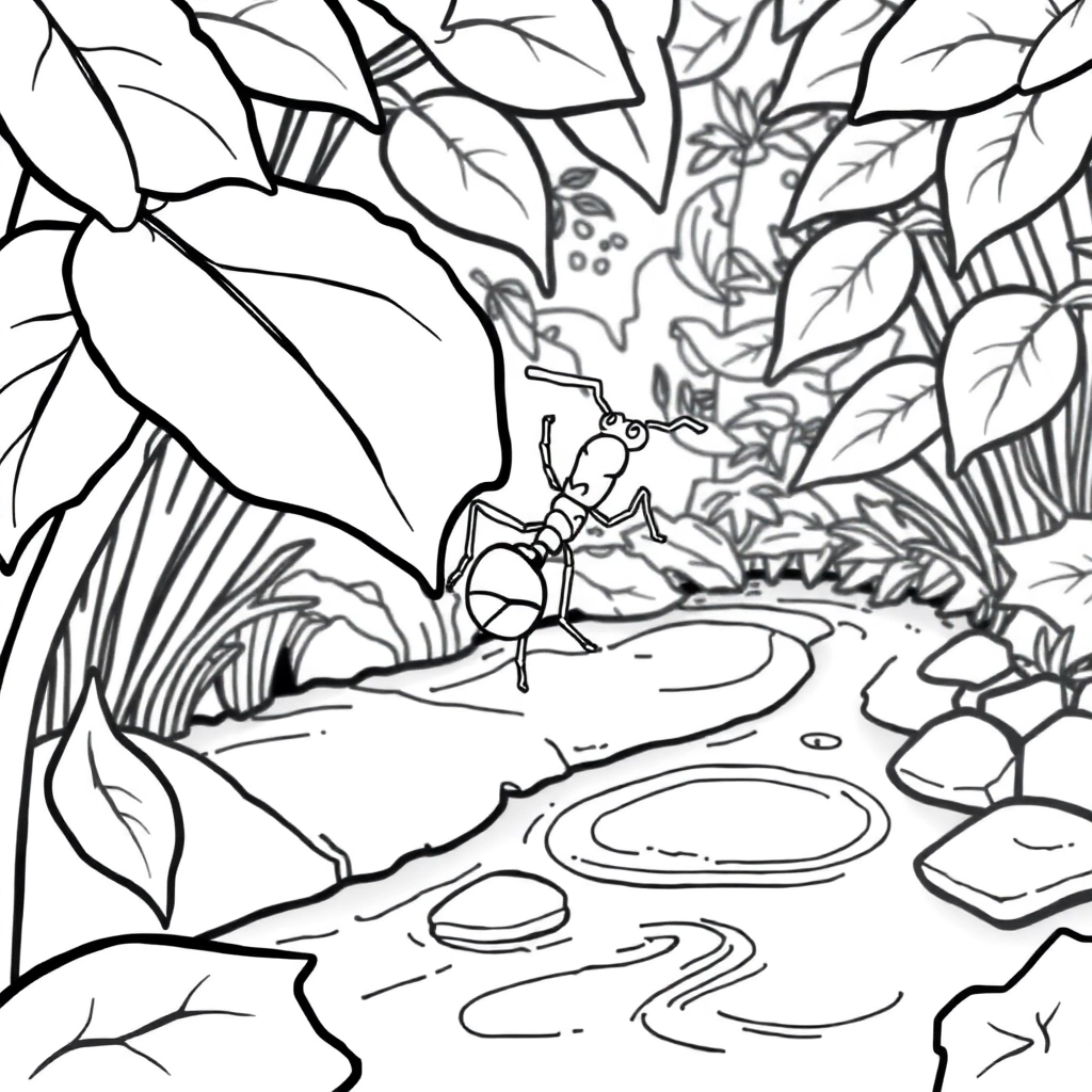 anta on a leaf floating on river water صفحات التلوين