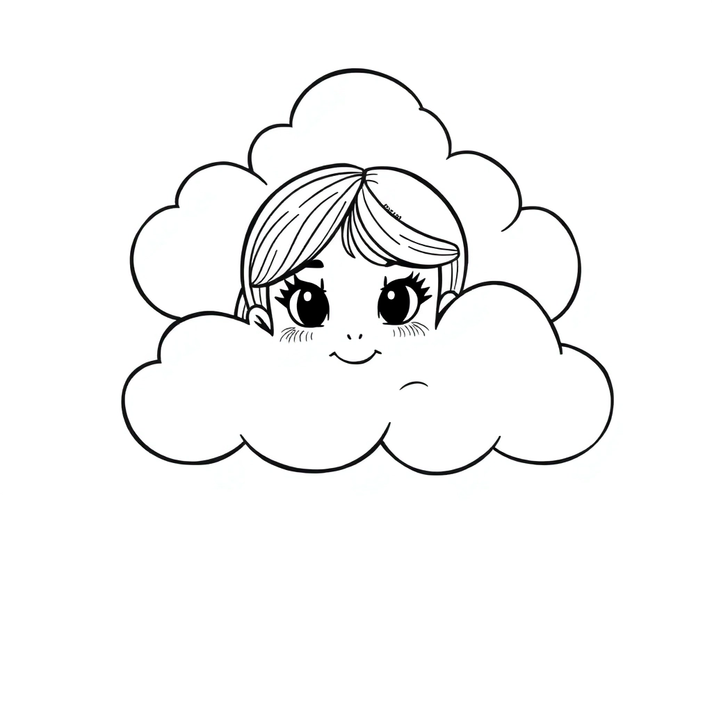 a girl in cloud صفحات التلوين