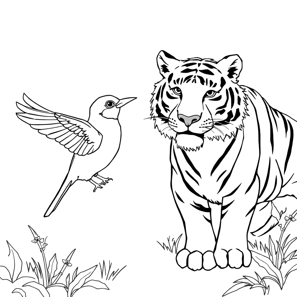 bird and tiger mix toghter صفحات التلوين