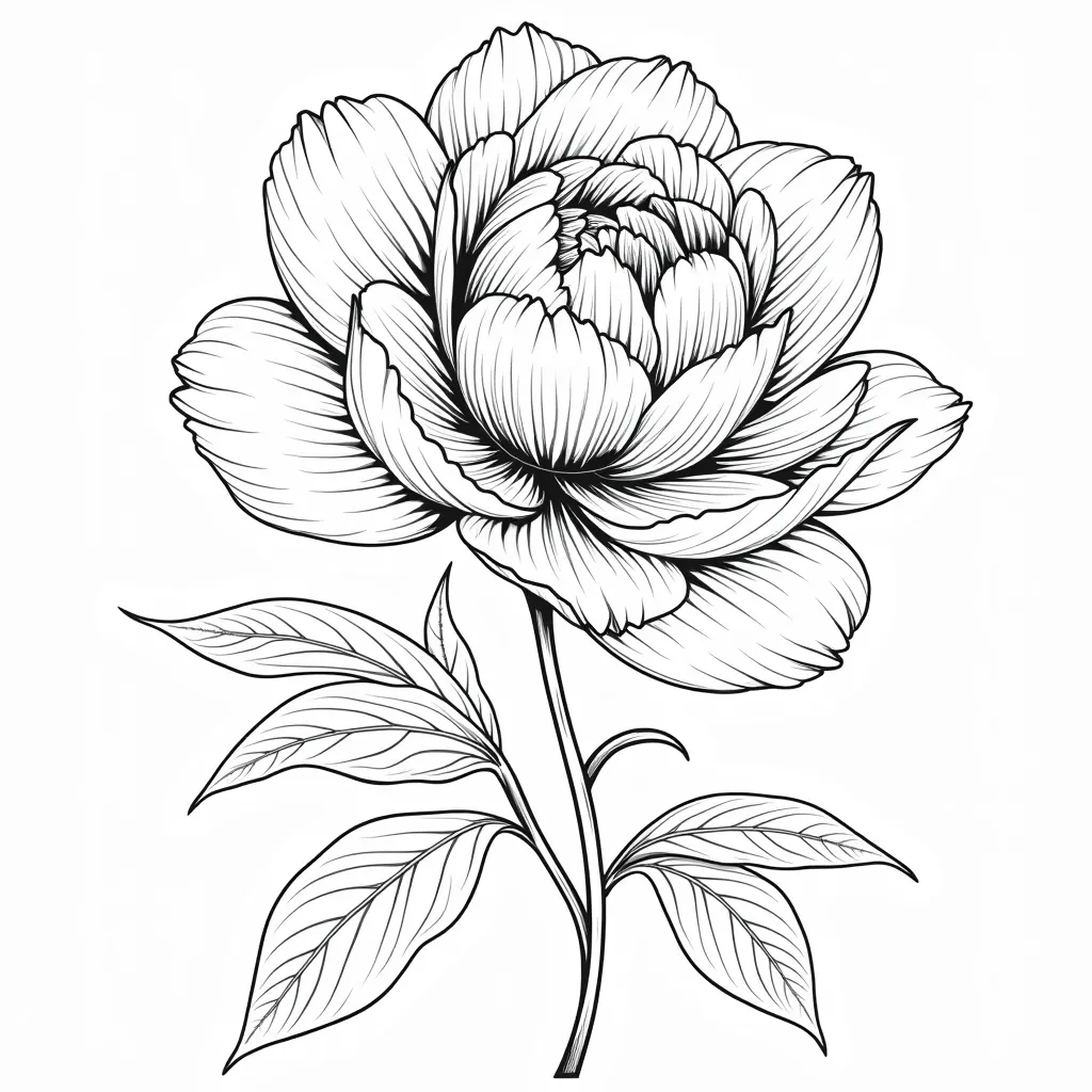 牡丹 成熟期 一大捧 华贵 手绘 coloring pages