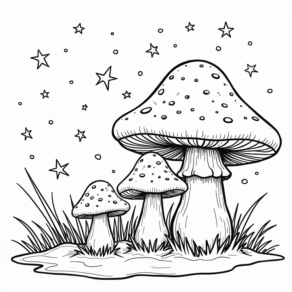 mushrooms and stardust coloring pages