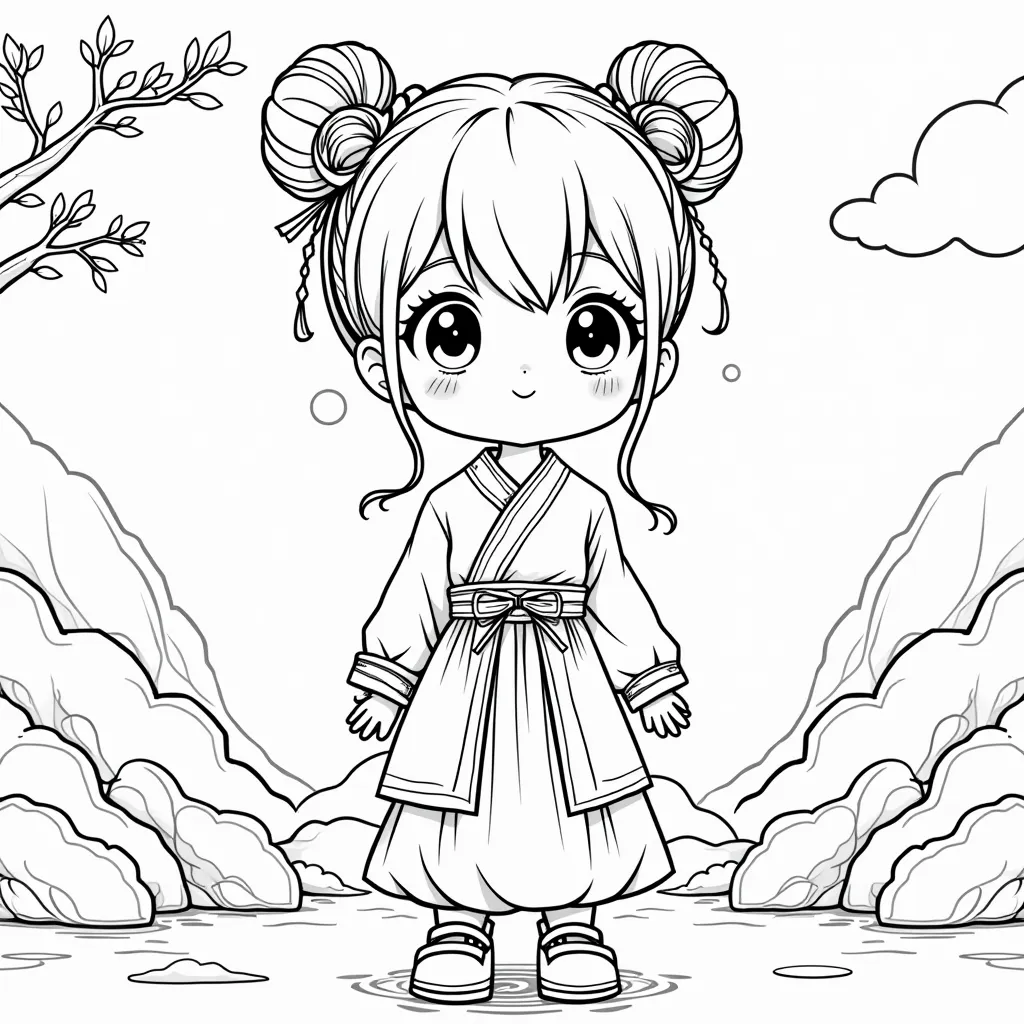 chinese girl coloring pages