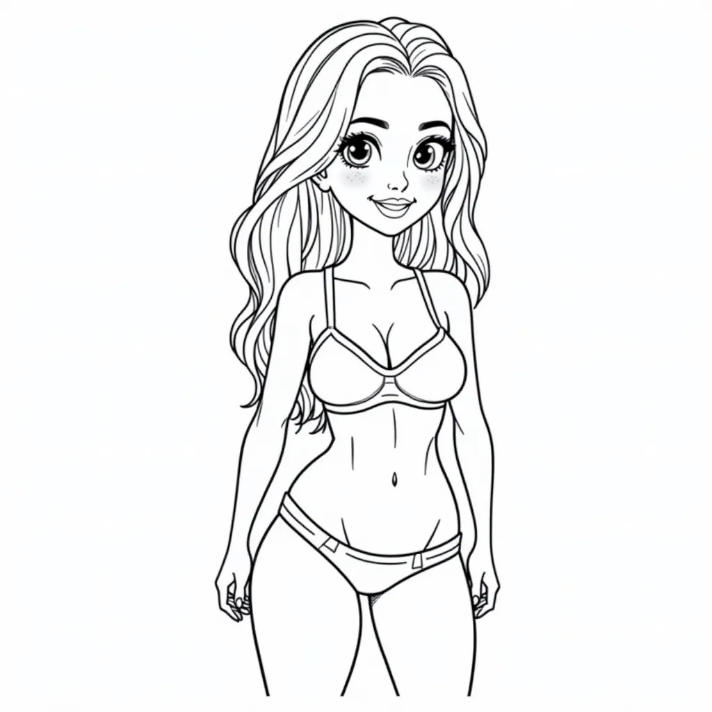 a cute woman with underwear coloring pages