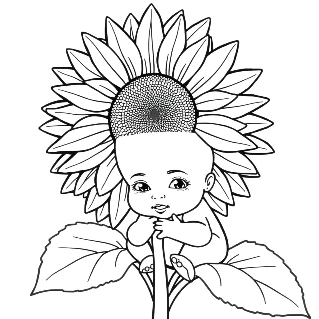 太阳花中有一个小宝宝 صفحات التلوين