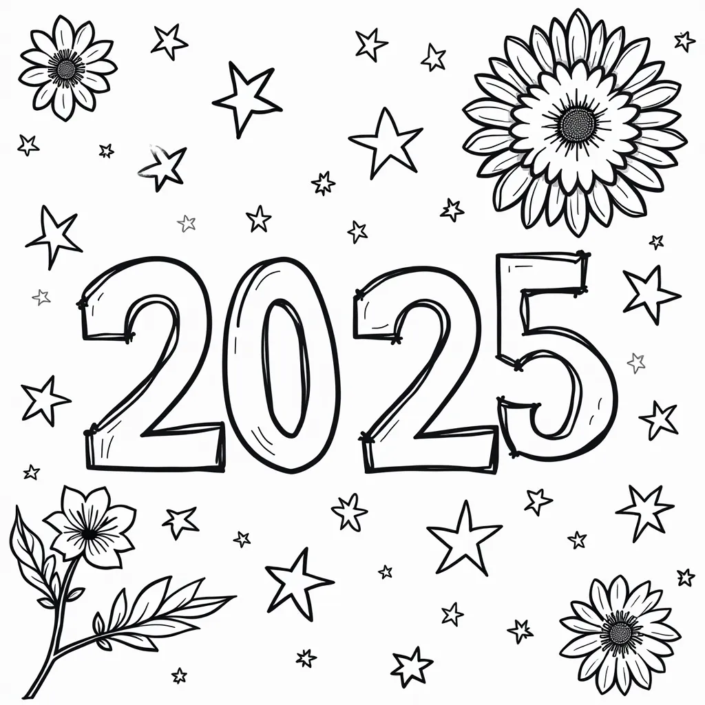 new year 2025 coloring pages