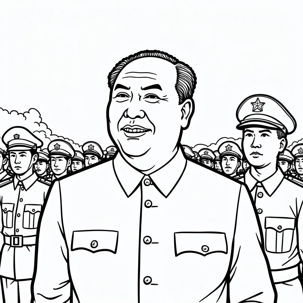 阅兵的邓小平同志 coloring pages