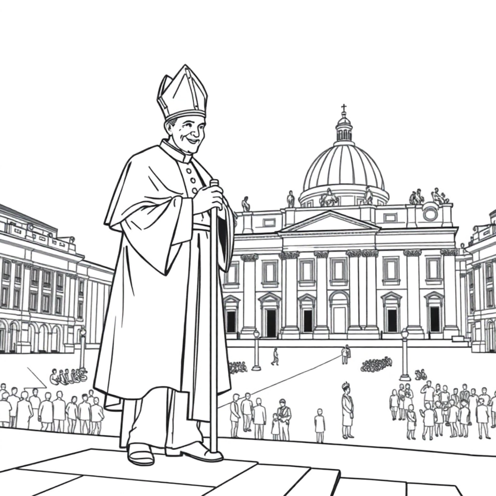 New pope leo on st peters square صفحات التلوين