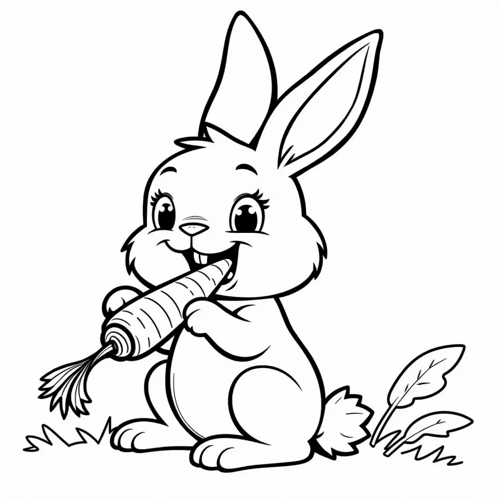 little rabit eat carrot coloring pages