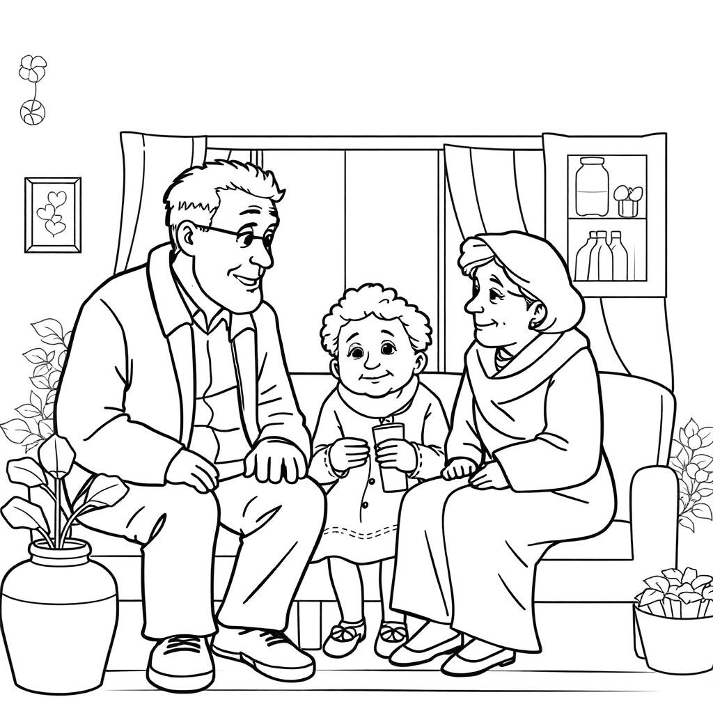 going hometown visiting grandparents صفحات التلوين